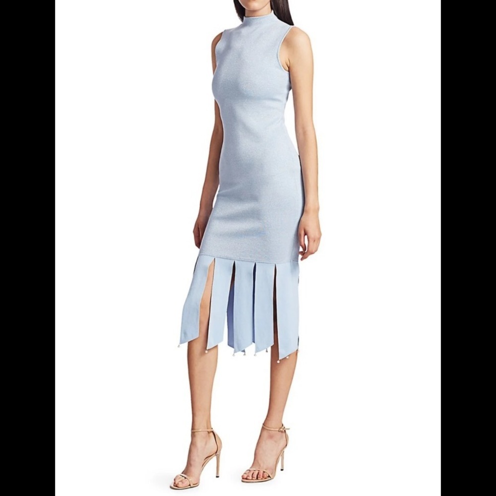 Staud Pat Fringe Hem Midi Dress